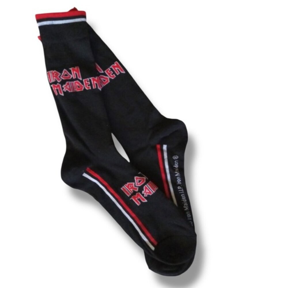Iron Maiden Band Socks Novelty Fun Men’s Unisex Black Red Adult One Size 7-12 - Picture 5 of 16